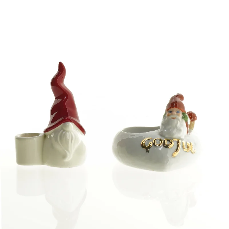 Lysestager med nisser (str. 15 x 10 cm)