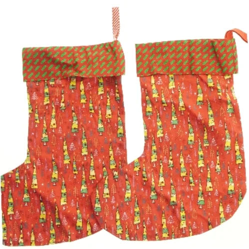 Julestrømpe i stof (str. 42x22 cm)