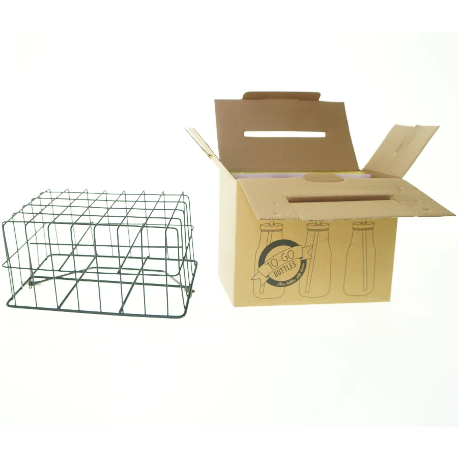 To go bottles med kurv fra LagerHaus (helt ny! str. 22 x 13 x 17 cm)