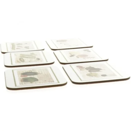 Bord brikker med frugt- og grøntsagsmotiver (str. 11,5 x 9,5 cm)