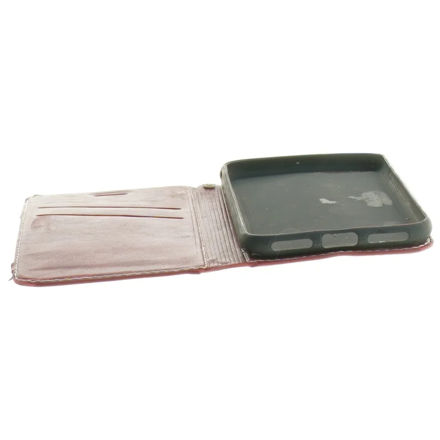 Smartphone etui i læder med kortholder (str. 14 x. 7,5 cm)