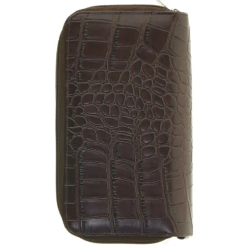 Brun krokodillepræget pung fra Lacoste (str. 21 x. 12 cm)