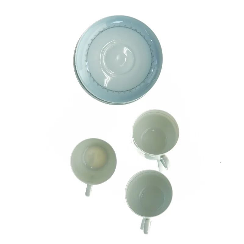 Stel med kopper og underkopper, Blå kornblomst, demeter fra Bing Og Grøndahl (str. Diameter 13,5 cm h 7 cm)