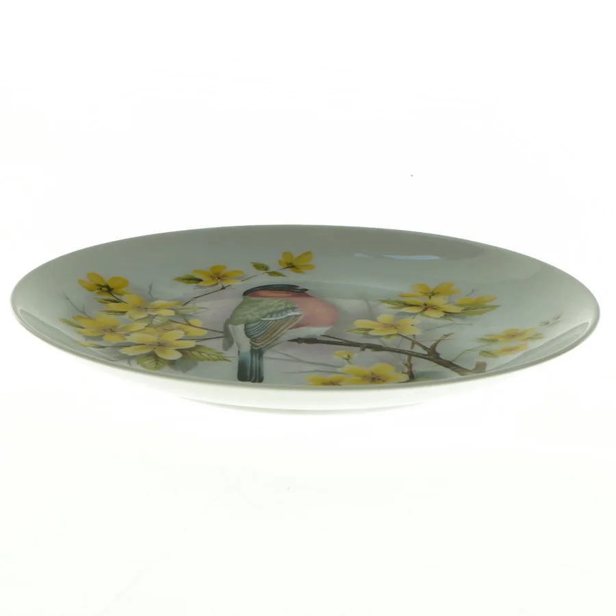 Dekorativ porcelænstallerken med fuglemotiv fra Kaiser (str. Diameter 20 cm)