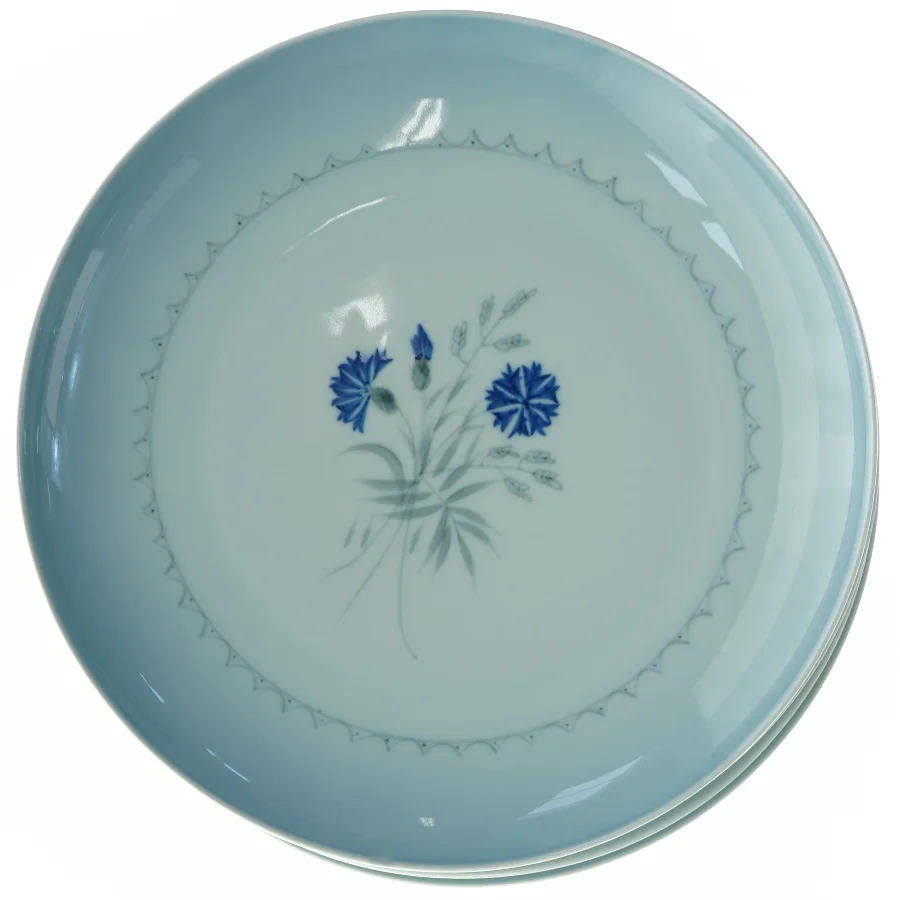 Porcelænstallerkener med blomstermotiv, kornblomst, demeter fra Bing Og Grøndahl (str. Diameter 24 cm)