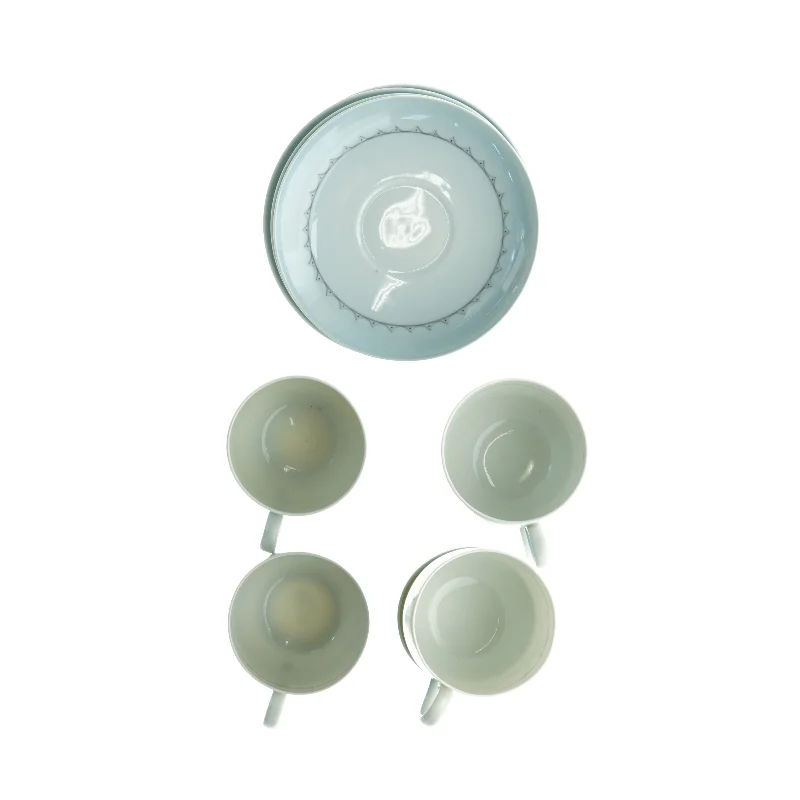 Kaffekopper med underkopper med blomstermotiv, blå kornblomst, Demeter fra Bing Og Grøndahl (str. Diameter 13,5 cm h 7 cm)