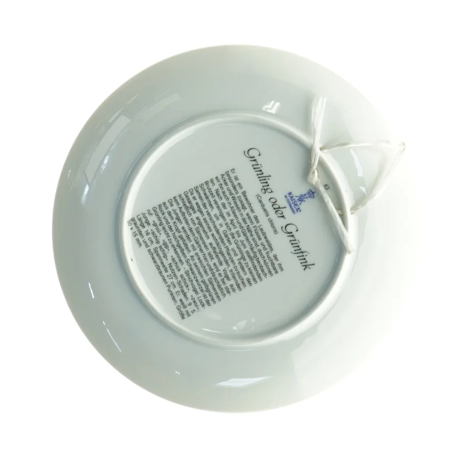 Dekorativ porcelænstallerken med fuglemotiv fra Kaiser (str. Diameter, 20 cm)