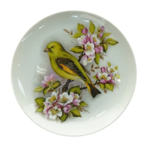 Dekorativ porcelænstallerken med fuglemotiv fra Kaiser (str. Diameter, 20 cm)