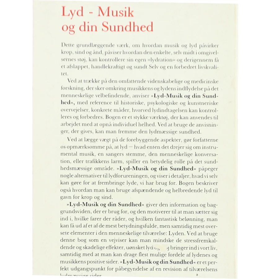 Lyd - Musik og Din Sundhed Bog