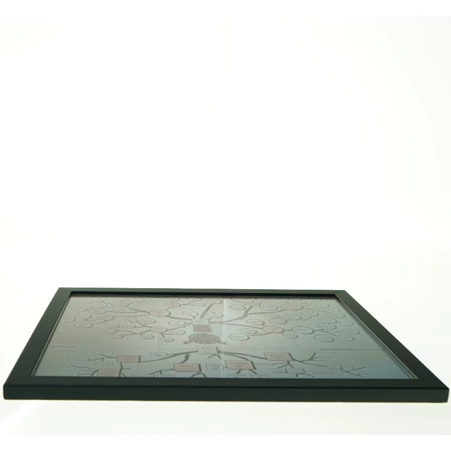 Stamtræsbillede, Øl (str. 38 x 30 cm) Rigtigt indrammet  med glas og flot sort træramme. 