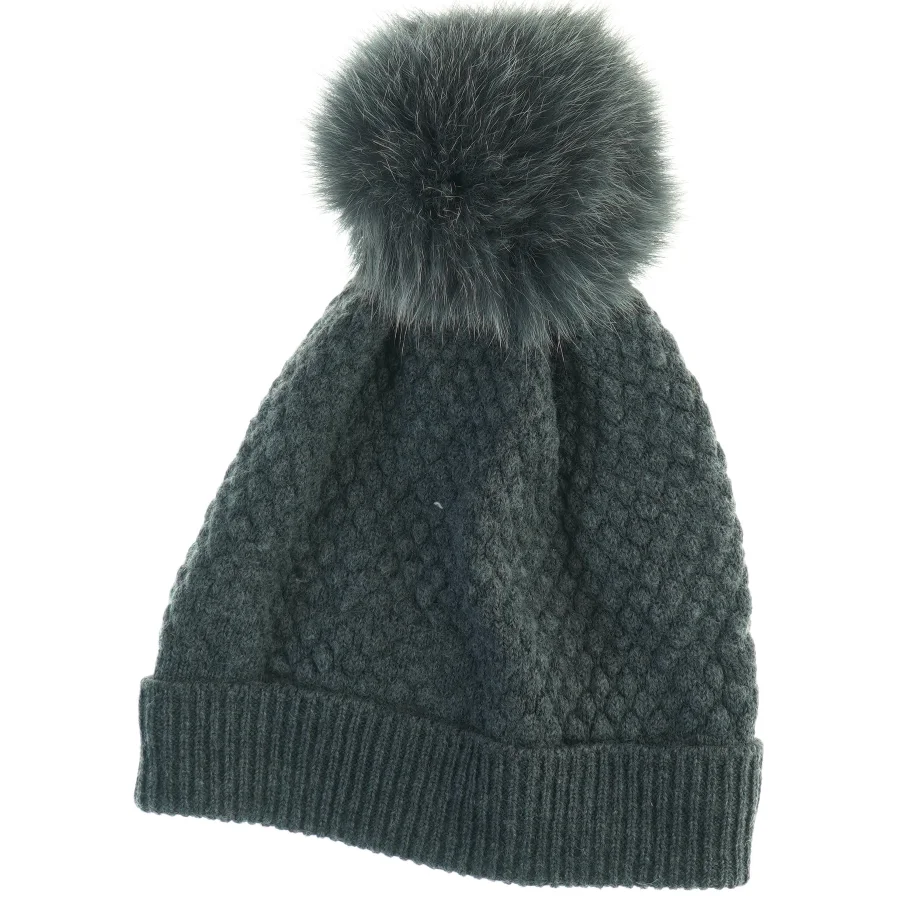 Strikhue med pelskvast fra mp Denmark (str. 51-53)