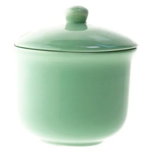 Grøn keramik krukke med låg fra Cerind (str. 11 cm)