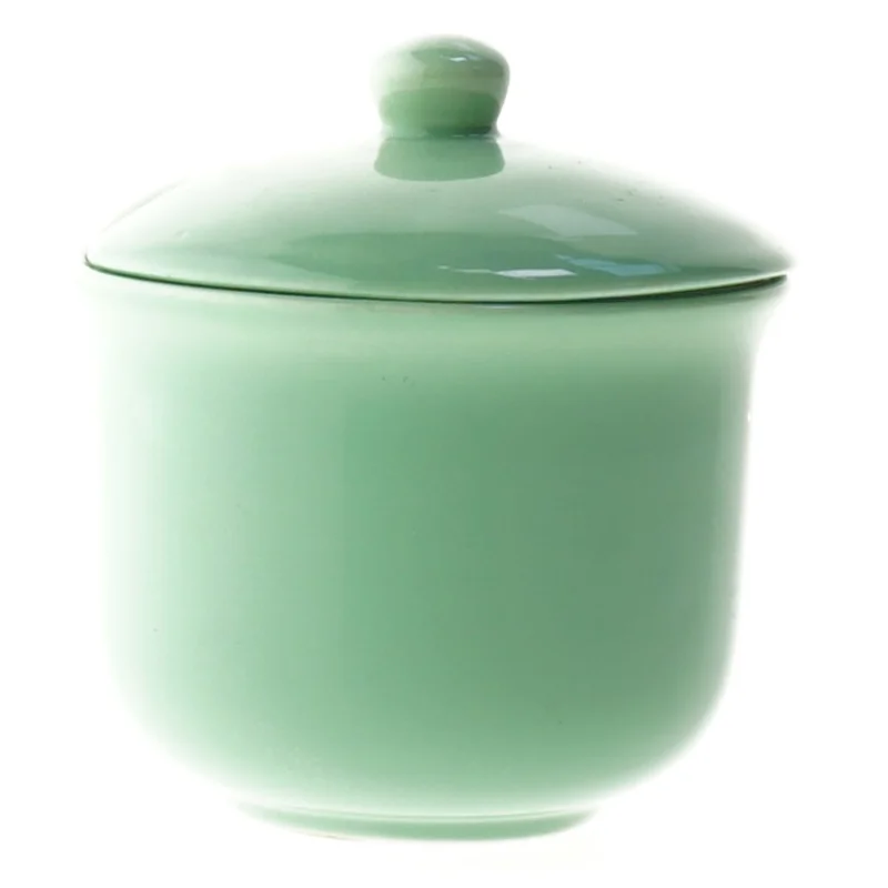 Grøn keramik krukke med låg fra Cerind (str. 11 cm)