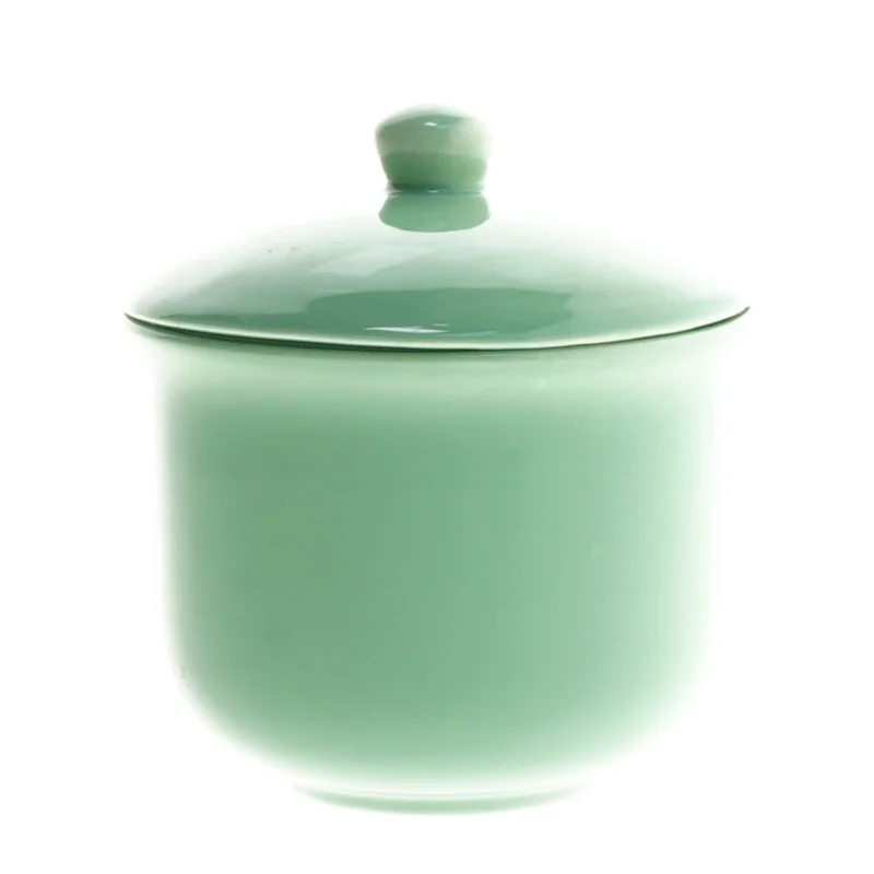 Grøn keramik krukke med låg fra Cerind (str. 11 cm)