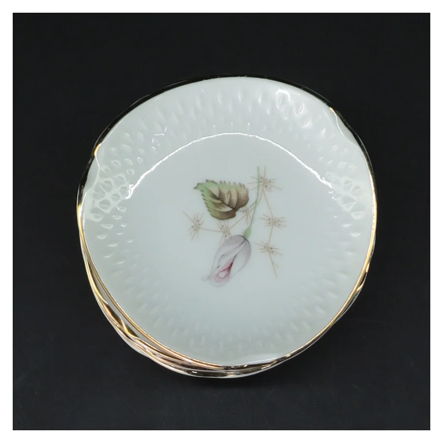 Porcelænstallerkener med blomstermotiv fra Edelstein Bavaria (str. 6 stk Ø 9 cm)