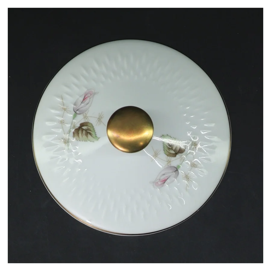 Porcelæn låg med blomstermotiv fra Edelstein (str. Ø 12 cm)