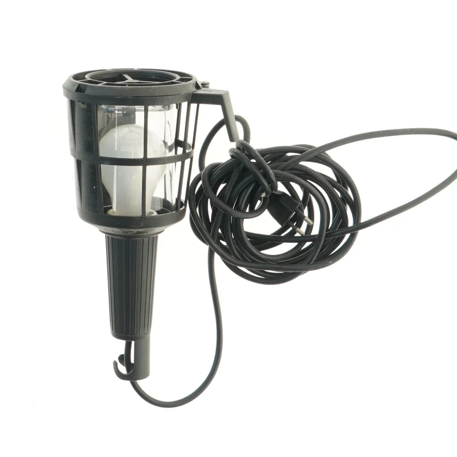 Sort udendørs lampe med ledning (str. 26 cm)