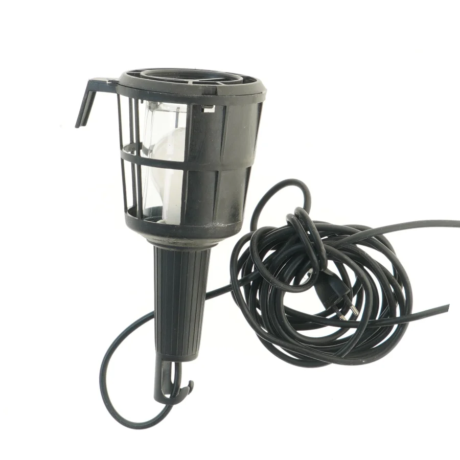 Sort udendørs lampe med ledning (str. 26 cm)