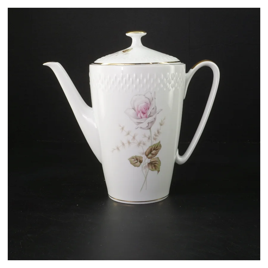 Porcelæn kande med rosedekoration fra Bavaria (str. 20 cm)