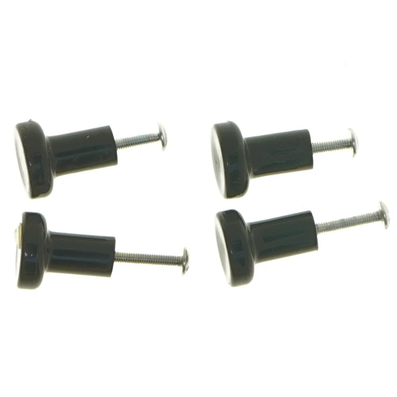 Sorte møbelknopper med skruer (str. 4 styk, 3 cm)