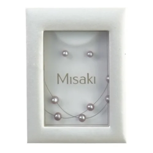 Halskæde og øreringe med perler fra Misaki (str. 11 x 8 x 4 cm)