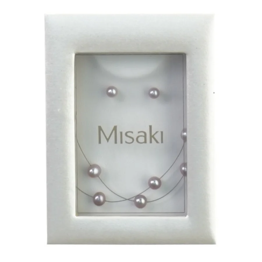 Halskæde og øreringe med perler fra Misaki (str. 11 x 8 x 4 cm)