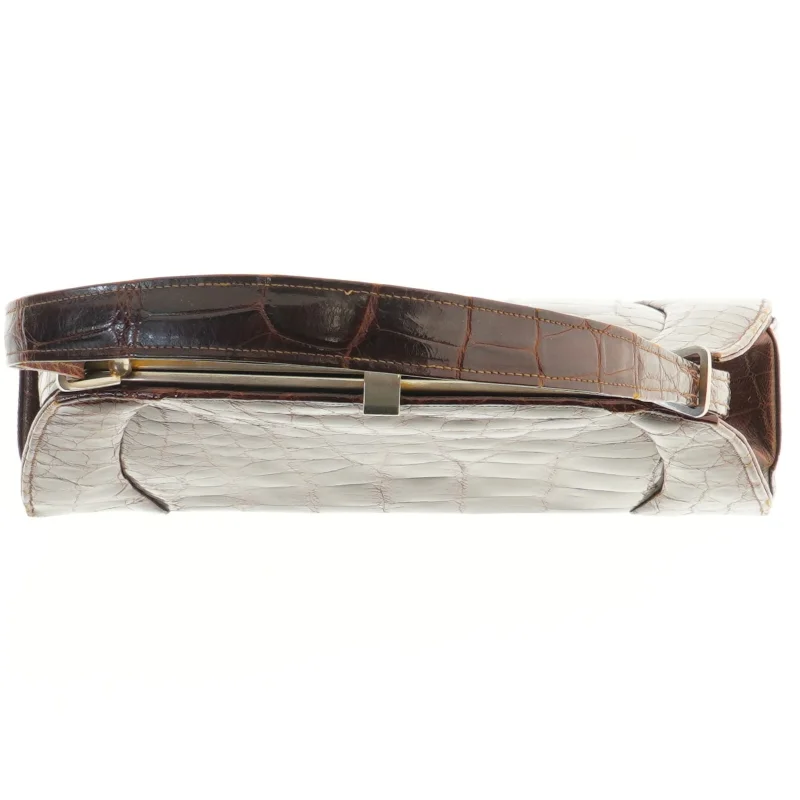 Brun krokodillemønster håndtaske (str. 16x8x27 cm)