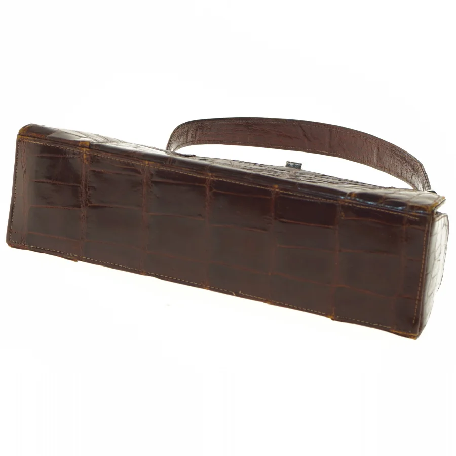 Brun krokodillemønster håndtaske (str. 16x8x27 cm)