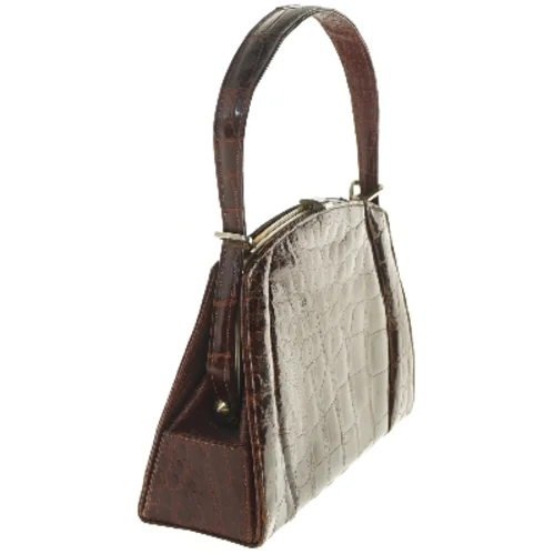 Brun krokodillemønster håndtaske (str. 16x8x27 cm)