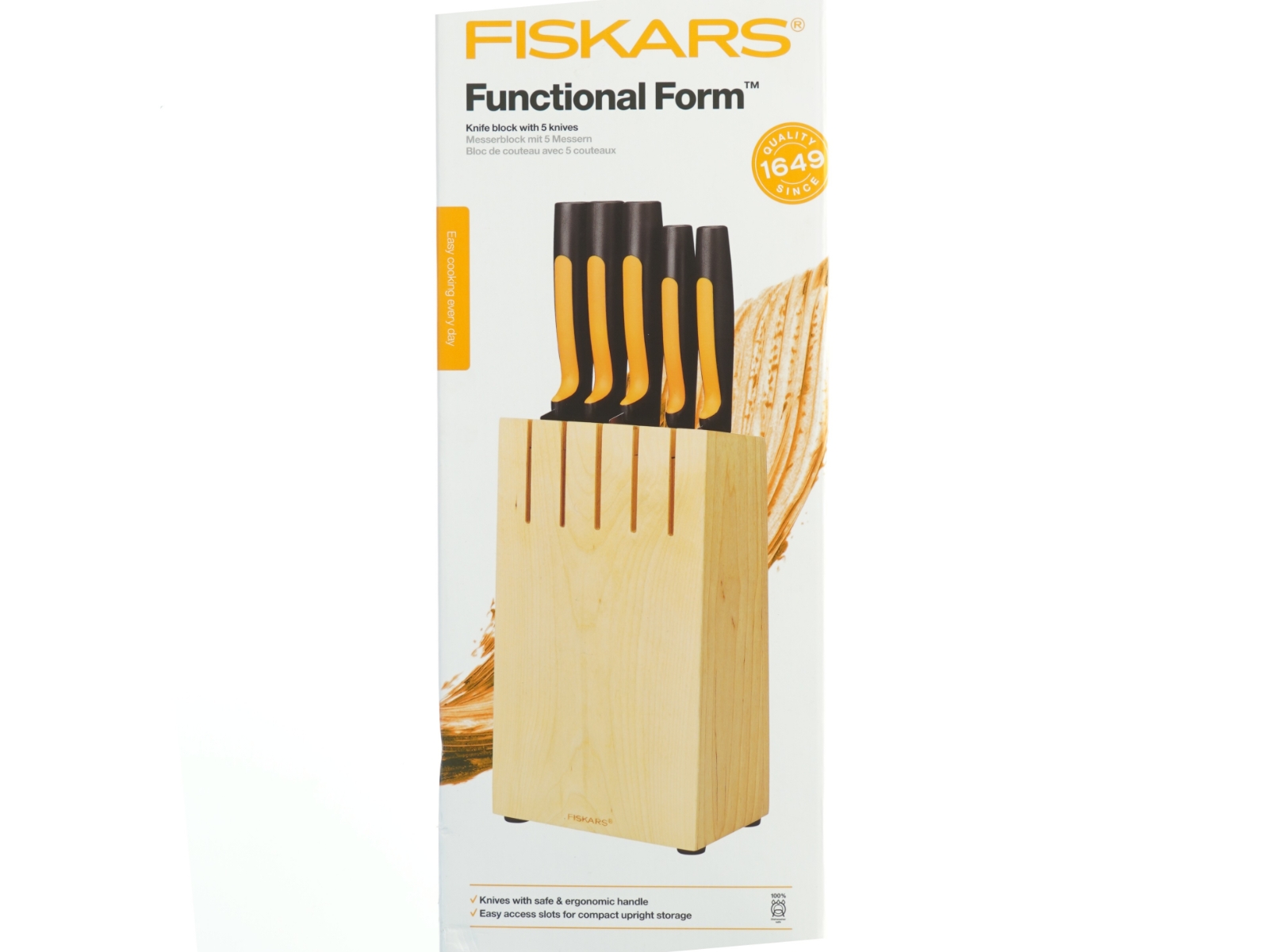 Knivsæt med knivblok fra Fiskars