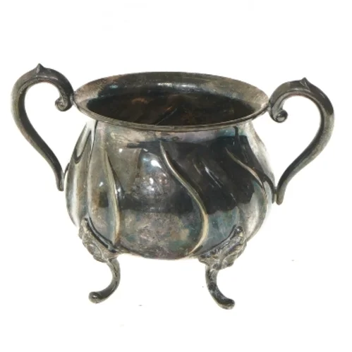 Antik sølv sukkerskål (str. 10x11 cm)