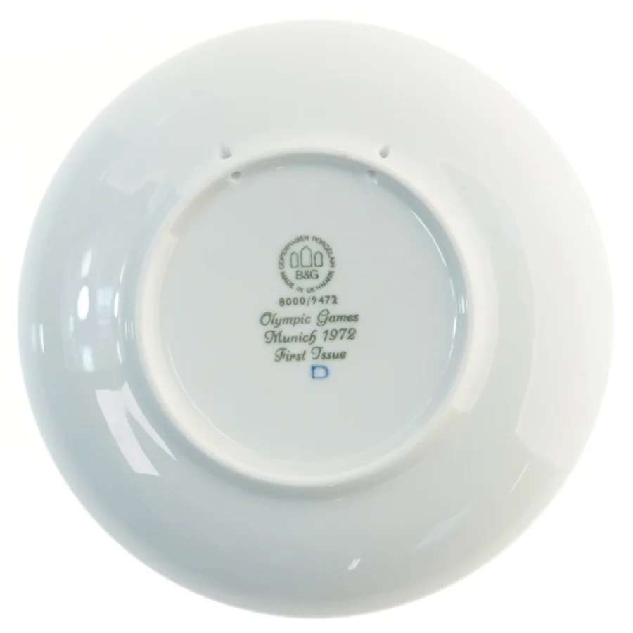 Olympiade Münchner 1972 porcelæn platte fra Bing Og Grøndal (str. Ø 18 cm)