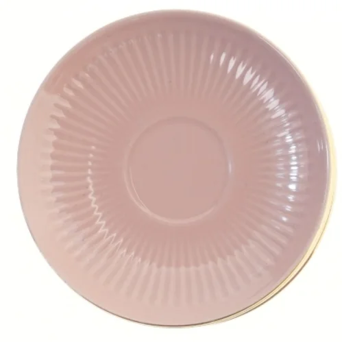 Sættetallerkener med guldkant fra Søholm (str. 5 styk, ø 14 cm)