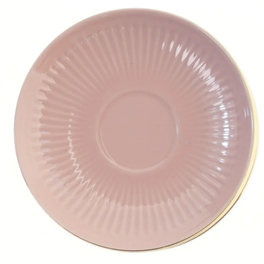 Sættetallerkener med guldkant fra Søholm (str. 5 styk, ø 14 cm)