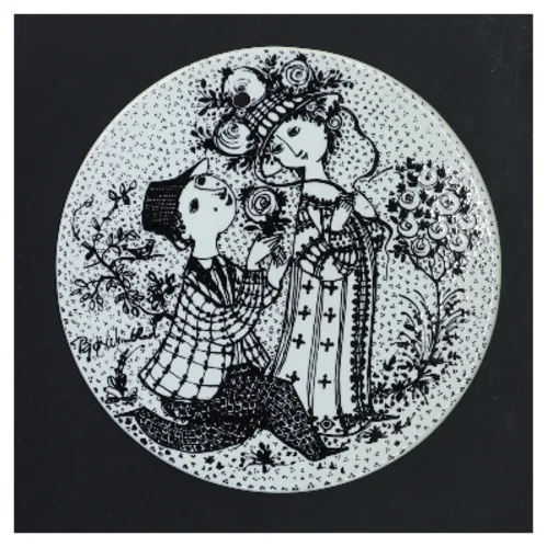 Dekorativ vægplakette med tegning fra Nymölle (str. Ø 15 cm)