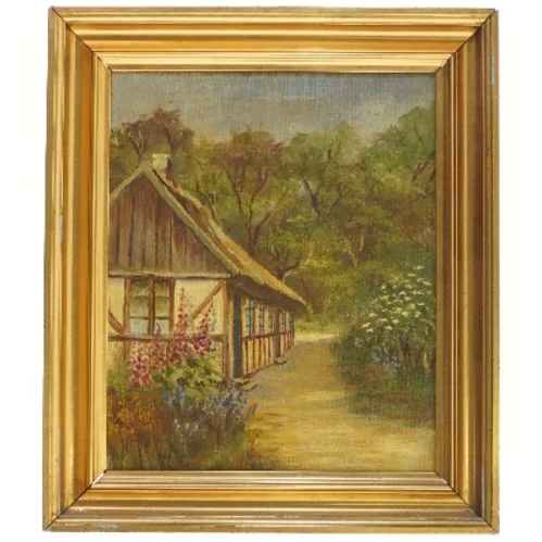 Maleri med landskab (str. 45,5x39 cm)