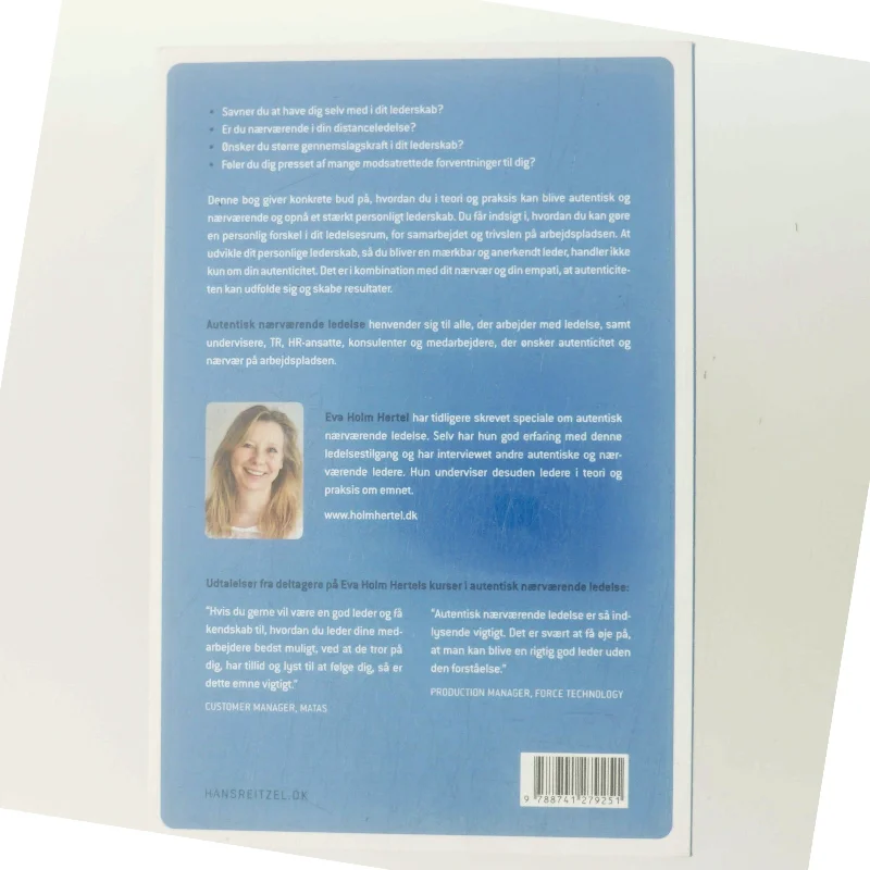 Autentisk nærværende ledelse af Eva Holm Hertel (Bog)
