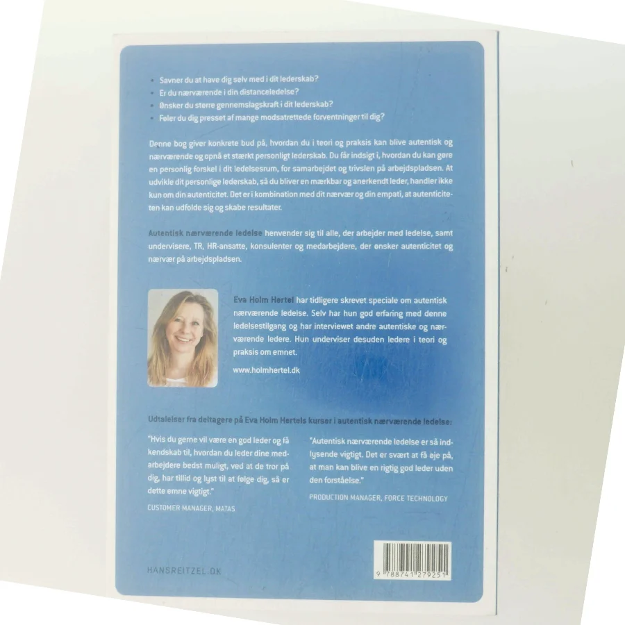 Autentisk nærværende ledelse af Eva Holm Hertel (Bog)