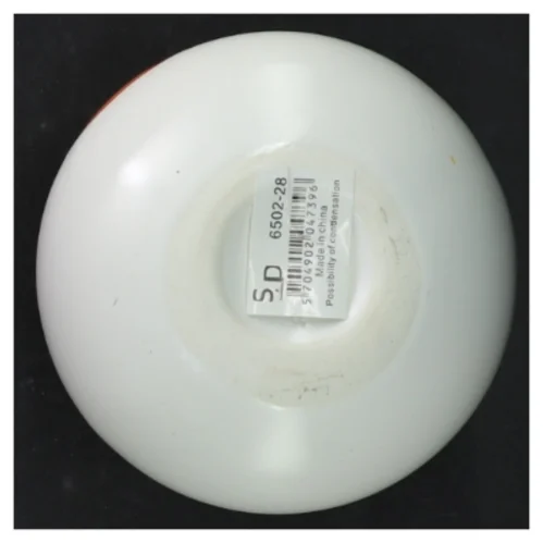 Hvid vase med orange detalje fra Speedtsberg (str. 10 cm ø. 10,5 cm)