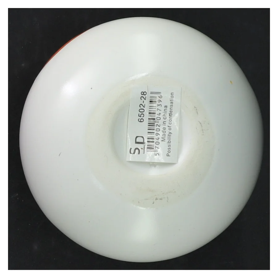 Hvid vase med orange detalje fra Speedtsberg (str. 10 cm ø. 10,5 cm)