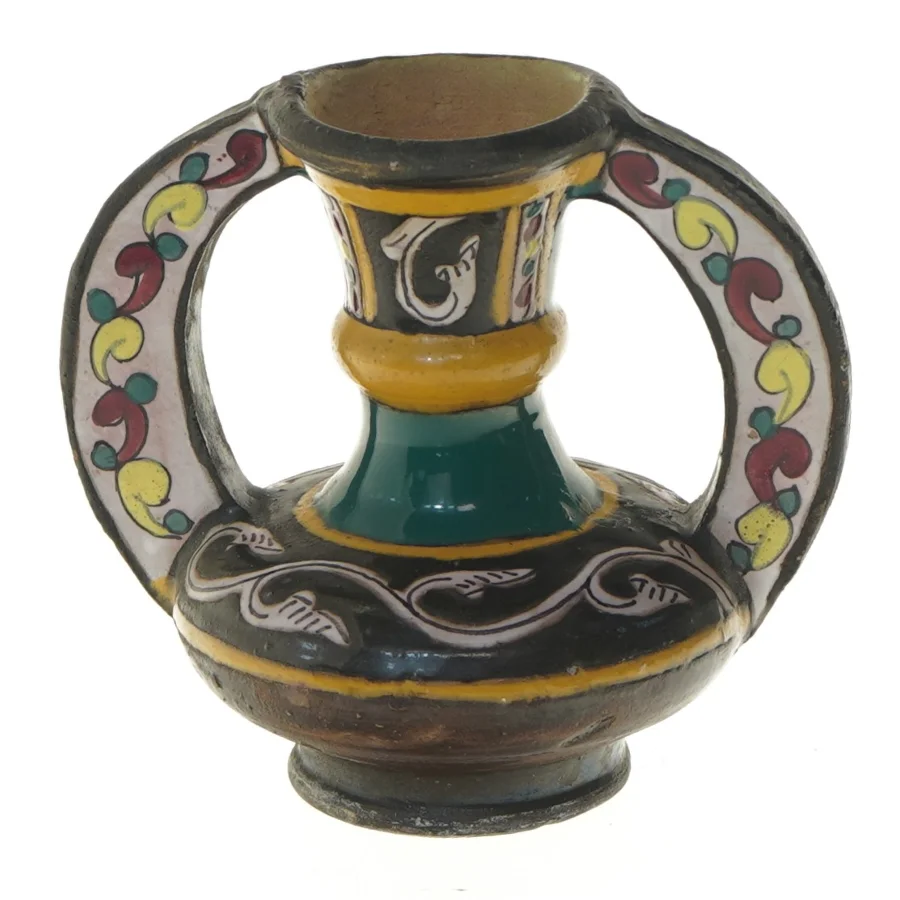 Dekorativ vase med håndtag (str. 15x11 cm)