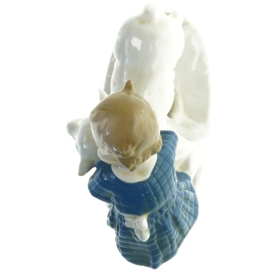 Unden Glace Porcelænsfigur barn og lam (str. 11x13,5 cm)