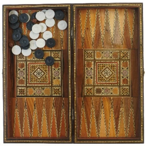 Traditionelt brætspil i træ (str. 25x50x8 cm)