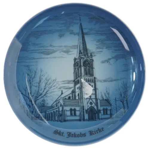Skt. Jakobs Kirke mindetallerken fra Bing & Grøndahl (str. Ø 18 cm)