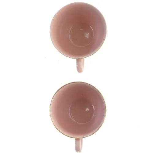 To lyserøde kopper med guldkant fra Søholm (str. 2 styk, 8,5x6,5 cm)