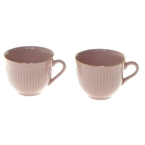 To lyserøde kopper med guldkant fra Søholm (str. 2 styk, 8,5x6,5 cm)