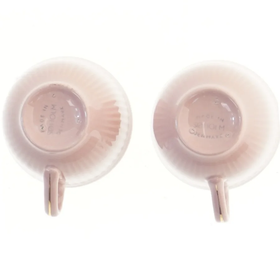 To lyserøde kopper med guldkant fra Søholm (str. 2 styk, 8,5x6,5 cm)