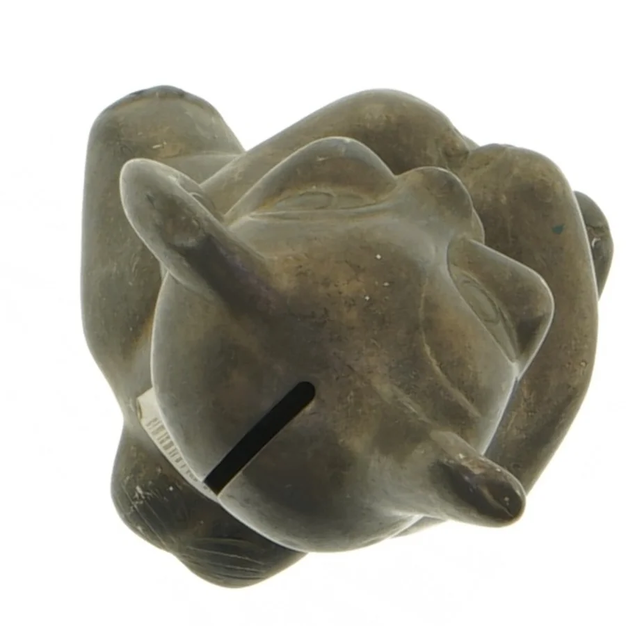 Gammel sparegris i form af figur (str. 14 cm)