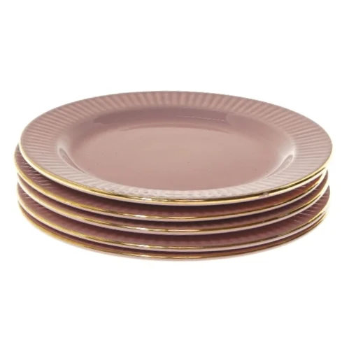 Sæt af fem lyserøde tallerkener fra Søholm (str. 5 styk, ø 17,5 cm)