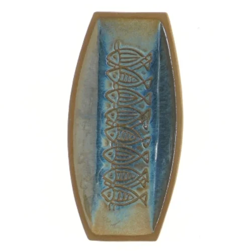 Lille dekorationsfad med fiskemotiv (str. 19x9,5 cm) fra Michael Andersen Keramik